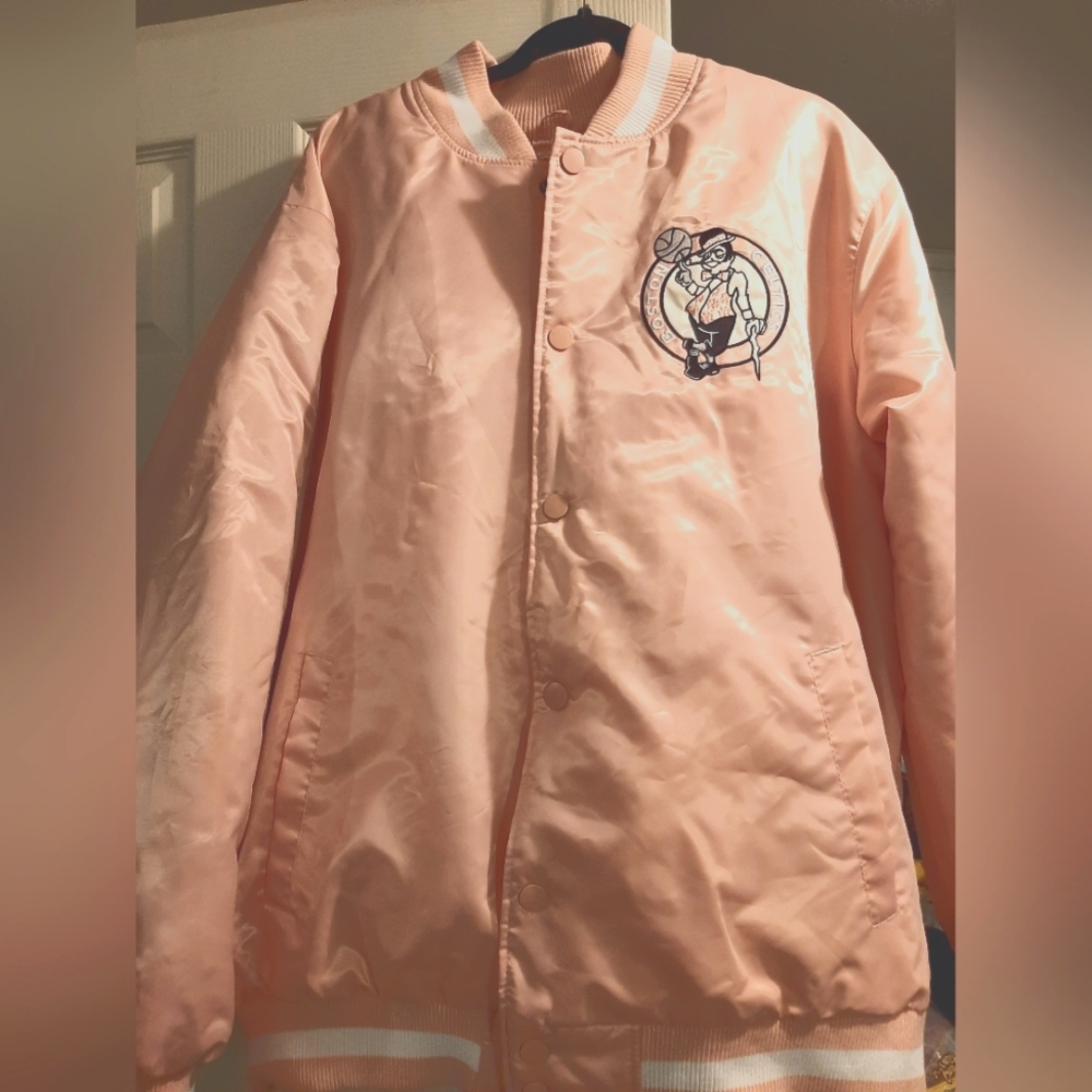 Pink Starter Boston Celtics Varsity Jacket